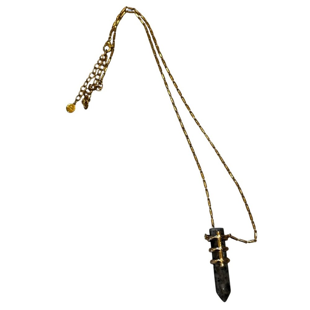 Stella & Dot Legend Stone Pendant Necklace – Gold Tone Labradorite 25.5” - Picture 5 of 7